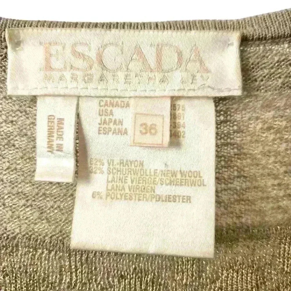 ESCADA by Margaretha Ley Vintage Cardigan with Gold Metallic Thread Size 36 #075 - Picture 3 of 7